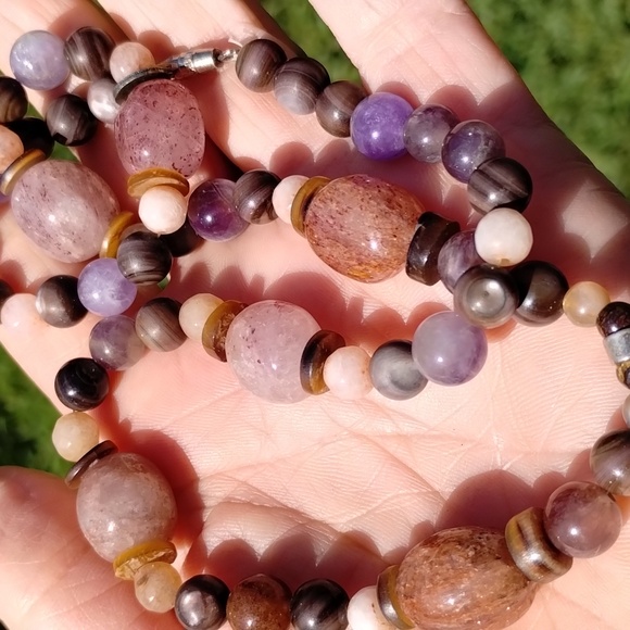 Evil Pawn Jewelry  OOAK Garden Quartz pendant / strawberry quartz amethyst .. - Picture 12 of 14